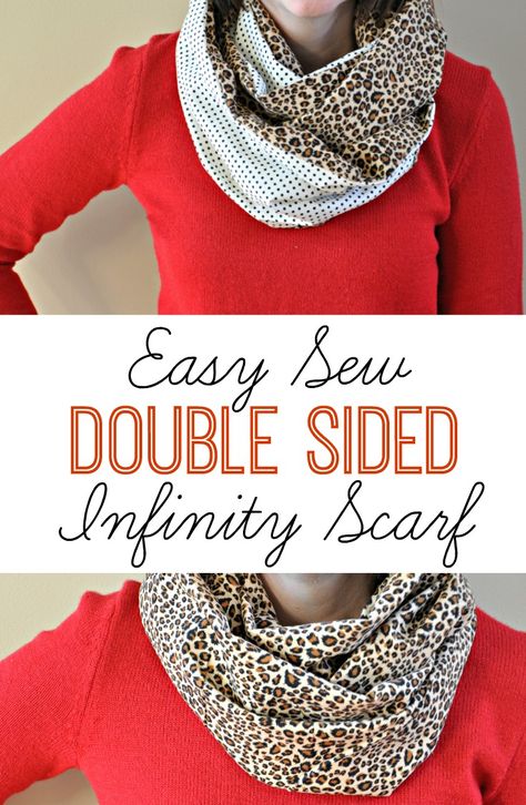 Easy Sew Double Sided Infinity Scarf.  Super quick sewing project.  Great for beginners! Infinity Scarf Patterns Sewing, Scarves Ideas, Diy Scarves, Scarf Sewing, Infinity Scarf Tutorial, Scarf Sewing Pattern, Sewing Scarves, Cozy Diy, Infinity Scarfs