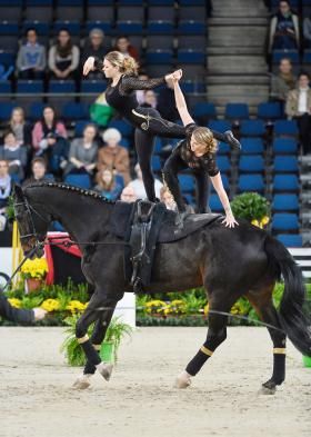 Sisters Cassidy and Kimberly Palmer achieved that honor when they won the pas de deux at the FEI Vaulting World Cup qualifier at the Stuttgart German Masters, Nov. 13-17. Equestrian Vaulting, Vaulting Equestrian, Horse Yoga, Horse Vaulting, Dance Photoshoot, Trick Riding, Bolshoi Ballet, World Cup Qualifiers, Horse Tips