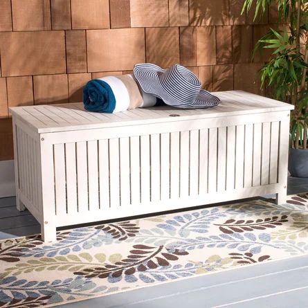 Safavieh Abri Water Resistant Eucalyptus Deck Box | Wayfair Patio Cushion Storage, Small Outdoor Storage, Classic Cushions, Outdoor Accent Table, Eucalyptus Wood, Deck Box, Outdoor Storage Sheds, Patio Cushions, Wood Deck