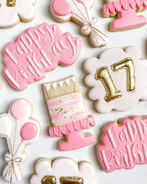 Griselda | Cookie Artist on Instagram: "S E V E N T E E N • Fact, met my husband at 17 👀💗" Pink Sweet 16 Cookies, Sweet 16 Birthday Cookies Decorated, 19th Birthday Cookies, Sweet 16 Cookies Decorated, Pink Birthday Cookies, 13th Birthday Cookies, 16th Birthday Cookies, Sweet 16 Cookies, Fondant Biscuits