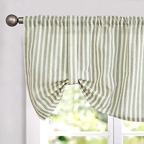 Curtain For Kitchen, Small Bathroom Window, Tie Up Valance, Tie Up Curtains, Window Toppers, French Door Curtains, Small Window Curtains, Kitchen Valances, Short Curtains