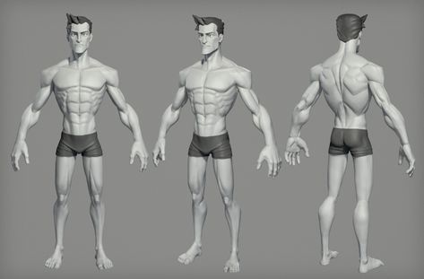 ArtStation - Stylized anatomy figure, Makar Malicki Stylized Character Reference, Stylized Sculpt, Stylized Body, Stylized Anatomy, Studying Anatomy, Zbrush Anatomy, Viking Character, Stylized Character, Character Turnaround