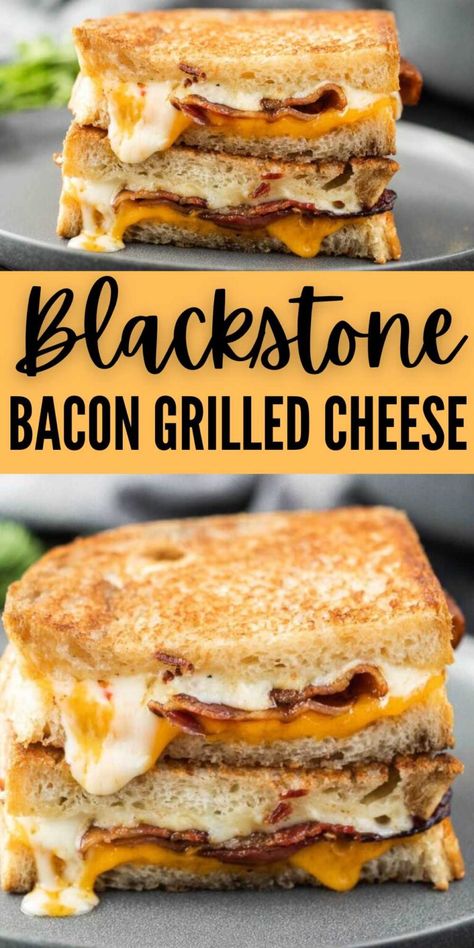 Blackstone Bacon Grilled Cheese - grillonadime.com Blackstone Grilled Cheese Recipes, Grilled Cheese On Blackstone, Blackstone Grill Sandwich Recipes, Loco Griddle Recipes, Blackstone Grilled Cheese, Blackstone Sandwich Recipes, Pit Boss Griddle Recipes, Blackstone Sandwiches, Blackstone Meal Ideas