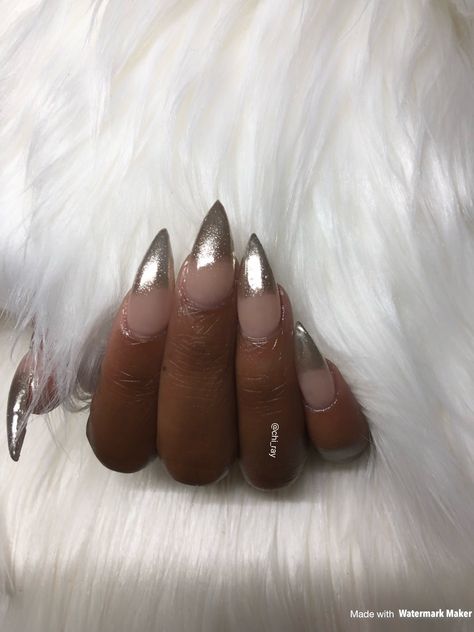 Mini Stiletto Nails, Grey Stiletto Nails, Silver Stiletto Nails, Tipped Nails, Grey Acrylic Nails, Nails Bridal, Silver Ombre, Gothic Nails, Nails Square