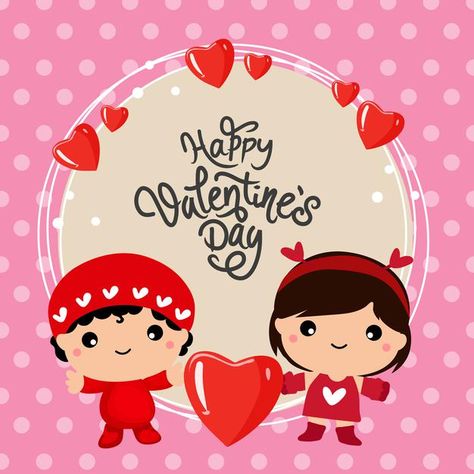 Valentine card with two kids cartoon Pre... | Premium Vector #Freepik #vector #heart #cards #templates #cartoon Valentine Vector, Family Clipart, School Cartoon, Valentines Day Clipart, Valentine Theme, Heart Day, Two Kids, Kids Cartoon, Cards Templates