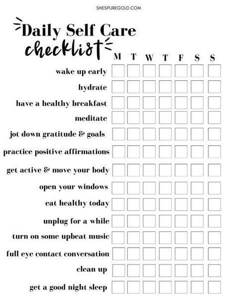 Daily Self Care Checklist Women, Self Care Template, Online Bullet Journal, Daily Self Care Checklist, Daily Checklist Printable, Worksheets For Adults, Tenk Positivt, Self Care Worksheets, Daily Self Care