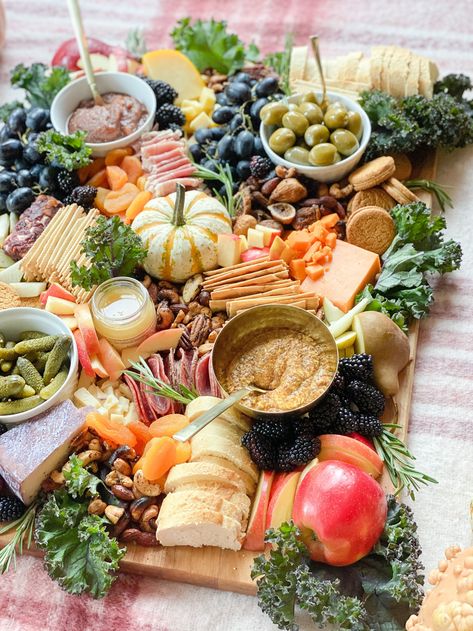 Classic Autumn Charcuterie Board — Gathered Living Fall Charcuterie Board Rectangle, Elegant Cheese Board, Autumn Grazing Table, Charceturie Board Ideas, Simple Fall Charcuterie Board, Thanksgiving Themed Charcuterie Board, Fall Grazing Board, Autumn Hosting, Fall Themed Charcuterie Board