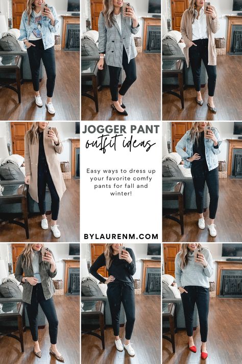 Office Jogger Outfit, Jogger Pants Outfit Office, Black Jogger Office Outfit, Athleisure Outfits For The Office, Winter Comfy Chic Outfit, Ziya Activewear Outfits Joggers, Fashions For 50 Year Old Women, Womens Jogger Pants Outfit, Casual At Home Outfits Winter