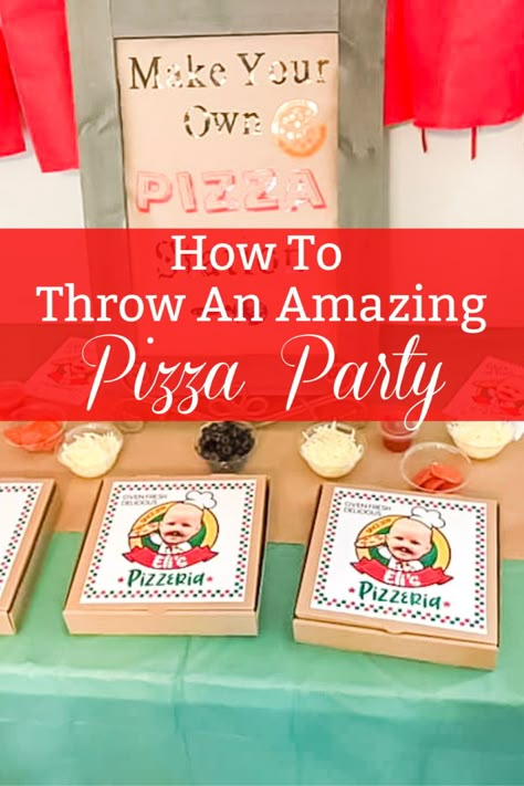 Make Your Own Pizza Birthday Party, Pizza And Movie Birthday Party, Slice Of Fun Pizza Party, Birthday Pizza Party Ideas, Kids Pizza Making Party, Pizza Theme 2nd Birthday, Pizza Party Theme Ideas, Pizza Making Birthday Party, 3rd Birthday Pizza Party