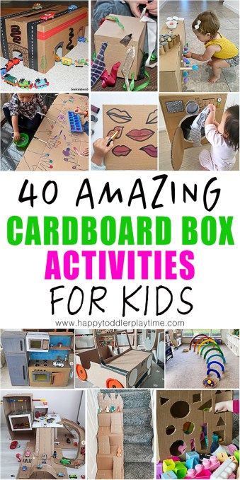 Cardboard Box Activities, Kunst For Barn, Box Activities, Bus Crafts, Diy Karton, Cardboard Play, Cardboard Crafts Kids, Recycled Crafts Kids, Art Activities For Toddlers