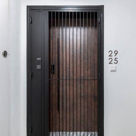 This Minimalist 4-Room BTO Flat Will Make Your Atas Condo Friends Jelly AF Safety Door Design, Door Grill, Door Design Ideas, Home Engineering, Grill Gate Design, Metal Doors Design, Grill Door Design, Safety Door, Security Doors