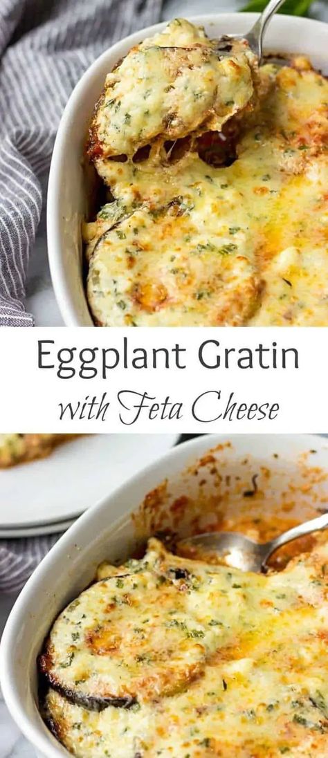 White Eggplant Recipes, Creamy Feta Sauce, Eggplant Gratin, Best Eggplant Recipe, Feta Sauce, Healthy Eggplant, Eggplant Recipes Easy, Creamy Feta, Eggplant Recipe