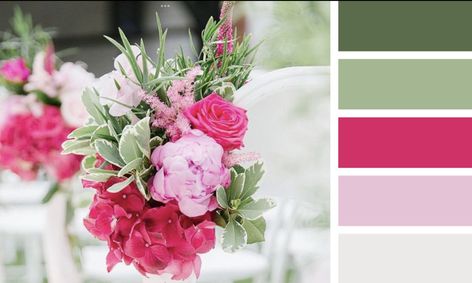 Wedding Color Schemes Hot Pink, Hot Pink Wedding Color Scheme, Bright Colorful Wedding Bouquet, Hot Pink Wedding Color Palette, Fushia Wedding Color Schemes, Bright Pink Wedding Theme, Green And Hot Pink Wedding, Green And Pink Wedding Theme, Raspberry Wedding Color