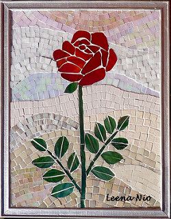 Rose | by Leena Nio Mosaic Designs Pattern, Realistic Flower Drawing, Stained Glass Mosaic Patterns, Broken China Crafts, Mosaic Tile Designs, Mosaic Flower Pots, Mosaic Birds, Mosaic Art Projects, Mosaic Pictures