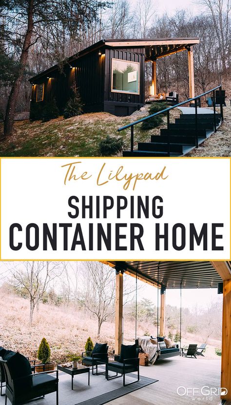 The Lily Pad Shipping Container House - Off Grid World Simple Tiny House Design, House Design Cozy, Sea Can Homes, Simple Tiny House, Container Cottage, Bin House, Mini Chalet, Vacation Houses, Grid Ideas