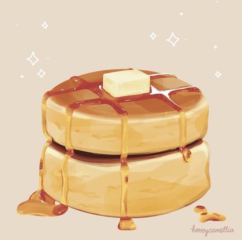 Bread Aesthetic Drawing, Food Items Drawing, Food Cute Drawing, Fat Pancakes, Drawing Of Food, Pancakes Art, Aesthetic Food Art, Cute Pancakes, Drawing Dessert