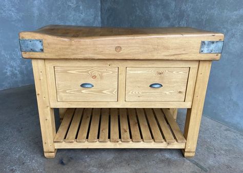 I love this beautiful kitchen unit made to our customers specifications. The butchers block is original and the base has been handmade and waxed. To see more of our original items please do visit our website. Butchers Block Island, Butcher Block Table, Butchers Block, Kitchen Unit, Butcher Block Island, Butcher Block Top, Cast Iron Radiators, Top Kitchen, Block Island