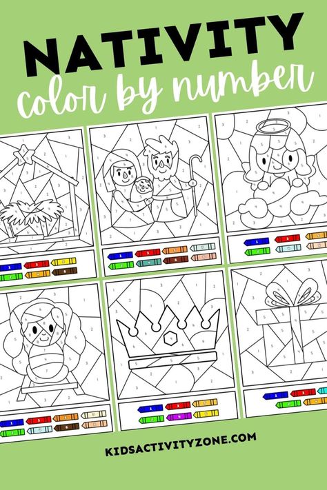 A set of 7 free printable Nativity Color by Numbers Pages! These Christmas color by number sheets show the story of Jesus and are free to print off. They are perfect for the kids during Christmas. Nativity Color By Number Free Printable, Christmas Story Coloring Pages, Nativity Color By Number, Advent Colouring Free Printable, Nativity Worksheets Free Printable, Nativity Lessons For Kids, Preschool Nativity, Advent Worksheets Free Printables, Kids Nativity Crafts