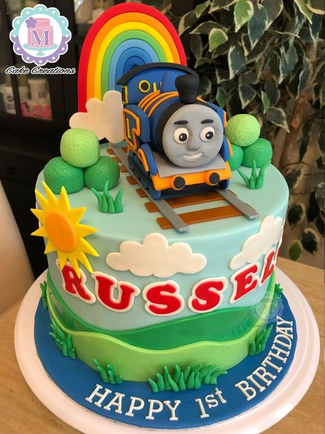 Thomas the train fondant cake | Train birthday cake, Train cake, Thomas train cake Birthday Cake Train, Train Birthday Party Cake, Cake Train, Thomas Birthday Cakes, Toadstool Cake, Thomas Cake, Thomas The Train Birthday, Thomas Train Cake, Jungle Theme Cakes