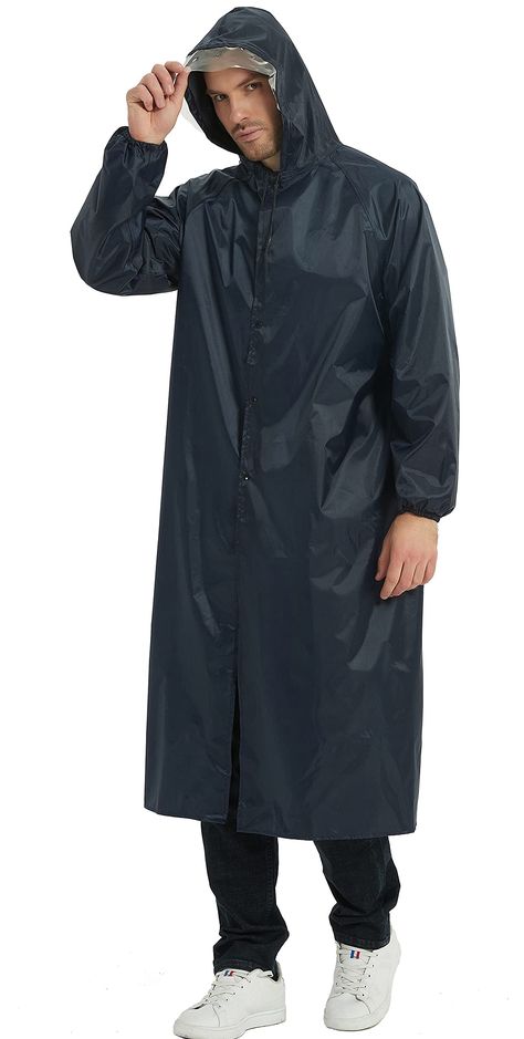 PRICES MAY VARY. Oxford Hand Wash Only Rain Coats-Material: Oxford, made of high quality windproof and snow proof thickened fabric, more durable and waterproof Full Protection:Made of PU5000MM waterproof coated high density polyester, our hooded raincoats definitely offer best protection in the heavy rain and big winds. The long sleeves, elastic cuffs, snaps closure and big drawstring hood design will keep your arms, head, and neck dry. Safe Reflective Tape:There are reflective tapes at back of Lean To Shelter, Mens Poncho, Waterproof Poncho, Hood Design, Mens Raincoat, Farm Clothes, Rain Suit, Waterproof Rain Jacket, Rain Poncho