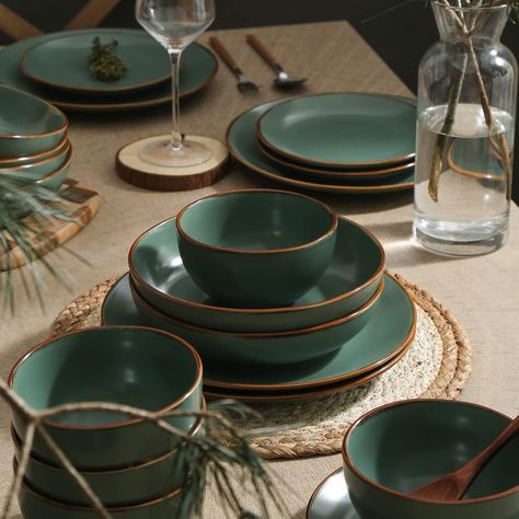 Green Dinnerware Table Setting, Green Plates Dinnerware, Green Dishes Set, Dinner Ware Set, Dishes Sets Modern, Green Plates Table Setting, Green Crockery, Green Dinnerware Set, Kitchen Dinner Set