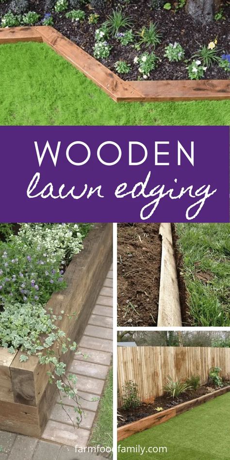 Garden Boarders Ideas, Landscape Timber Edging, Landscape Boarders, Wood Landscape Edging, Wood Garden Edging, Patio Edging, Lawn Borders, Garden Border Edging, Flower Bed Edging