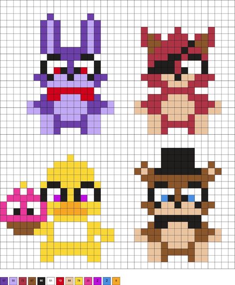 Fnaf Perler Beads, Fnaf Crafts, Art Spiderman, Graph Paper Drawings, Easy Pixel Art, Pixel Art Templates, Art Templates, 8bit Art, Pixel Drawing