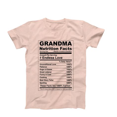 Funny Grandma Shirt, Grandma Nutrition Facts Shirt, Gift for Grandma, Funny Nana Shirt, Birthday Gift From Grandkids, Mums T-Shirt Gift ➤FEATURES: This listing includes one Unisex T-Shirt.  *  Available sizes S, M, L, XL, 2XL *  100%  Cotton *  Short Sleeve *  Crew Neck  ➤SIZING: Please keep in mind that our size chart measurements are NOT circumference.  UNISEX CREW NECK T-SHIRT SIZE CHART:  * S - 18" Width X 28" Length * M - 20" Width X 29" Length * L - 22" Width X 30" Length * XL - 24" Width Gift For New Grandma, Funny Grandma Shirts, Cool Grandma, Christmas Gift For Grandma, Grandma Birthday Gift, Gift From Grandkids, Gigi Shirts, Chef Shirts, Best Grandma