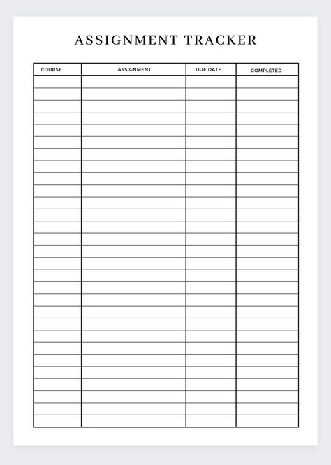 Grade Tracker, Assignment Planner, Assignment Tracker, Student Planner, College Planner,Homework Tracker,Printable,Happy planner,Digital PDF plannerminimalista #socialmediaplanner #freeprintableplanner #digitaplannerandroid🍹 Do To List Printable, Assignment Tracker Aesthetic, Grade Tracker Sheet, Best Study Plan, University To Do List, Student Assignment Tracker, Student List Template, Student Hacks University, Study List Planner