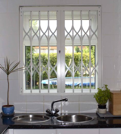 Security grilles for night and day security - Cross-Guard Window Security Screens, Shutters Interior Window, Security Windows, Window Security Bars, Shutters Interior, Window Grills, Interior Window, Metal Doors Design, Iron Door Design