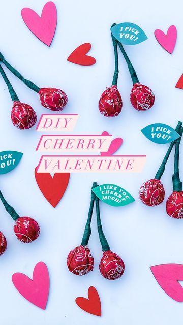 Lolipop Valentines Ideas, Lollipop Valentines, Cherry Leaves, Easy Paper Crafts For Kids, Lollipop Craft, Tootsie Pops, Tootsie Roll Pops, Pinterest Valentines, School Holiday Party