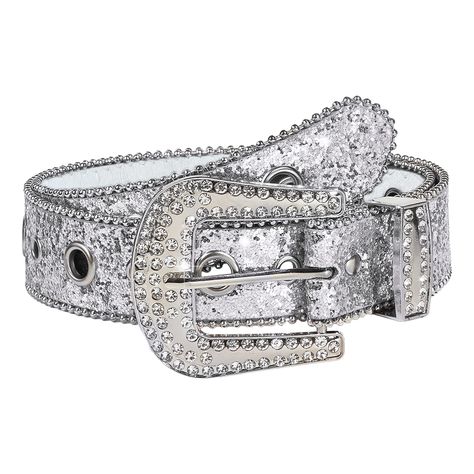 PRICES MAY VARY. LONG-LASTING DURABILITY - The y2k belt's high-quality PU leather construction ensures durability, making Rhinestone Belt a wise investment that will withstand daily wear and tear. The hand-set rhinestones and metal components add to its resilience, ensuring that cowgirl belts for women retains its sparkling appeal over time. EYE-CATCHING ELEGANCE - This diamond belt boasts a stunning design, featuring sparkling rhinestones, sequins, balls, and a large glittering buckle. Its dazz Y2k Rhinestone Belt, Pink Rhinestone Belt, Belts Y2k, Y2k Board, Glitter Belt, Diamond Belt, Y2k Belt, Cowgirl Vibes, Jeweled Belts