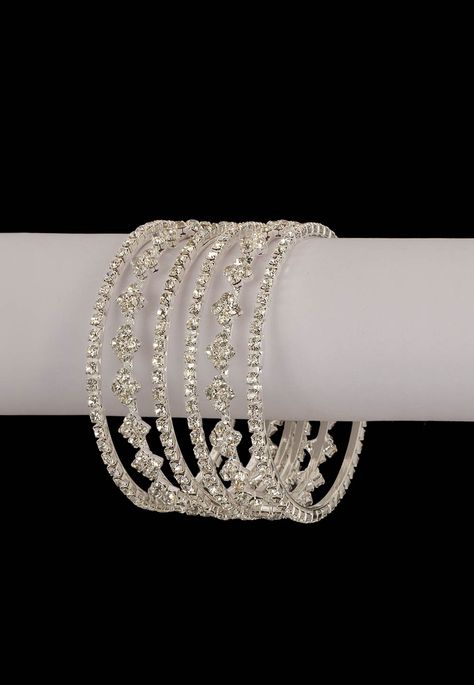 #White Stone Studded #Bangles @ $22.73 White Bangles Set Indian, White Bridal Bangles, White Bangles Set, White Stone Bangles, Diamond Bracelets Wedding, Indian Bangles Set, Stylish Bangles, White Bangles, Bird Earring