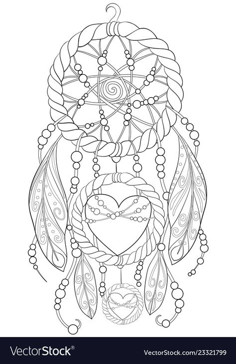 Easy Dream Catcher, Dream Catcher Images, Dream Catcher Coloring Pages, Colouring Sheets For Adults, Paw Patrol Coloring Pages, Adult Coloring Book Pages, Easy Coloring Pages, Zen Art, Coloring Book Art