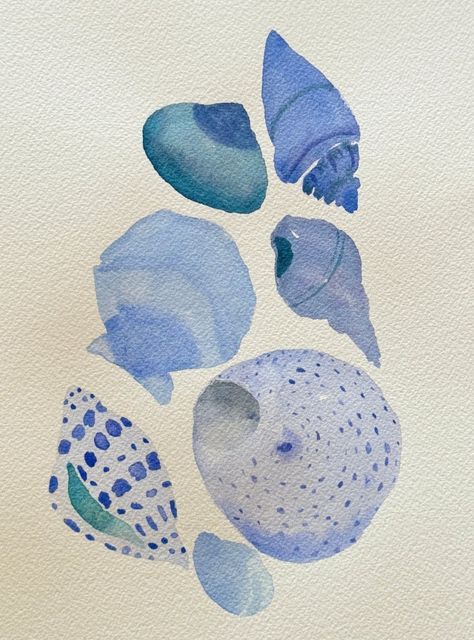 Watercolor Paintings Wall Decor, Watercolor Coastal Art, Blue Dorm Posters, Beach Watercolor Paintings, Blue Watercolor Paintings, Fun Watercolor Ideas, Blue And White Painting, Blue Watercolor Art, Coastal Watercolor