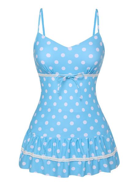 Swimsuit Dress Swimwear, Swimdress Cute, Demin Jeans, High Waist Flare Jeans, Retro Stage, Polka Dot One Piece, Cute Bathing Suits, Costume Intero, Modieuze Outfits