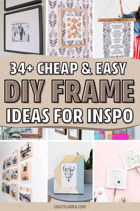 Whether you want to save money or you're looking for your next weekend project... these DIY picture frame tutorials and ideas will give you some inspiration to make your own! Picture Frame Alternatives Diy, Diy Picture Frame Collage Ideas, What To Do With Frames Diy Projects, Cricut Projects With Picture Frames, Homemade Picture Frames Diy, Cute Picture Frames Diy, Cheap Frame Ideas, Diy 8x10 Picture Frame, Creative Ways To Hang Posters