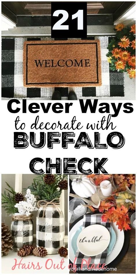 21 amazing black and white buffalo check decor ideas for your home, all year round! Whether you're looking for Christmas buffalo check decor, buffalo check rugs, buffalo curtains, or more, this is a fun way to add a rustic vibe to your home! #buffalocheck #christmas #christmasdecor #holidaydecor #homedecor #decorating #easydecor #fall Check Rugs, Buffalo Check Decor, Buffalo Check Christmas Decor, Buffalo Plaid Decor, Buffalo Check Christmas, Plaid Decor, Cute Dorm Rooms, Décor Boho, Baby Shower Decor