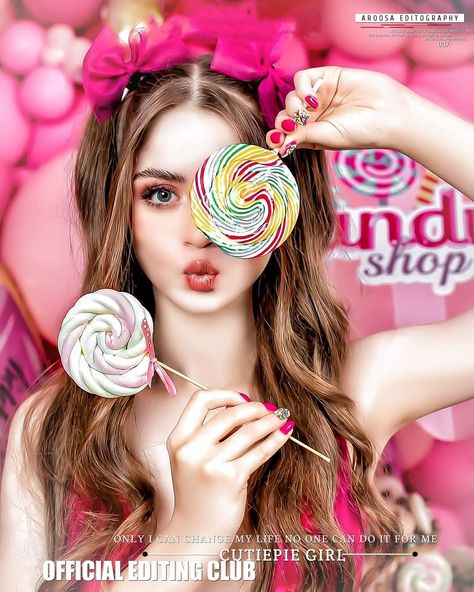 Photoshoot With Lollipop, Candy Photoshoot Ideas, Lollipop Photography, Candy Photoshoot, Sweet 16 Photos, Valentine Photo Shoot, Creative Fashion Photography, Flower Photoshoot, Photos Originales