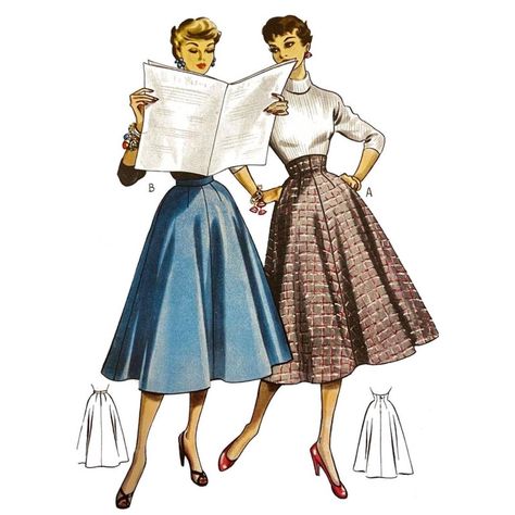 Look! Easy to make! Be unique! 50s Skirt Pattern, Vintage Skirt Pattern, 50s Skirt, 1950s Skirt, 1950s Patterns, 1950s Sewing Patterns, Motif Vintage, Wrap Around Skirt, High Waisted Pencil Skirt