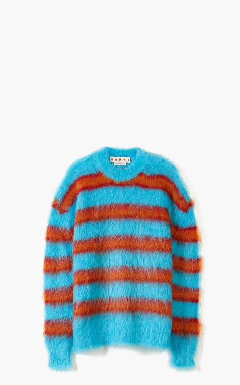 Marni Mohair, Turquoise Clothes, Fuzzy Wuzzy, Fox Embroidery, Sweater Fits, Sporty And Rich, Mohair Sweater, Sweaters Crewneck, Retro Outfits