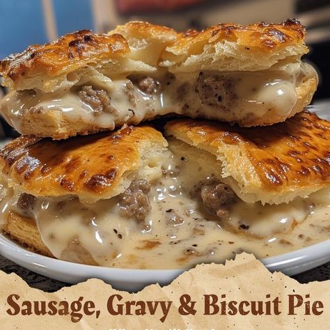 Taste Of Recipes Sausage And Gravy Biscuit Pie, Sausage Gravy Biscuit Pie, Sausage Gravy And Biscuit Pie, Sausage And Gravy Biscuits, Biscuit Pie, Cheap Casserole Recipes, Sausage Pie, Sausage Gravy And Biscuits, Pancakes For Dinner