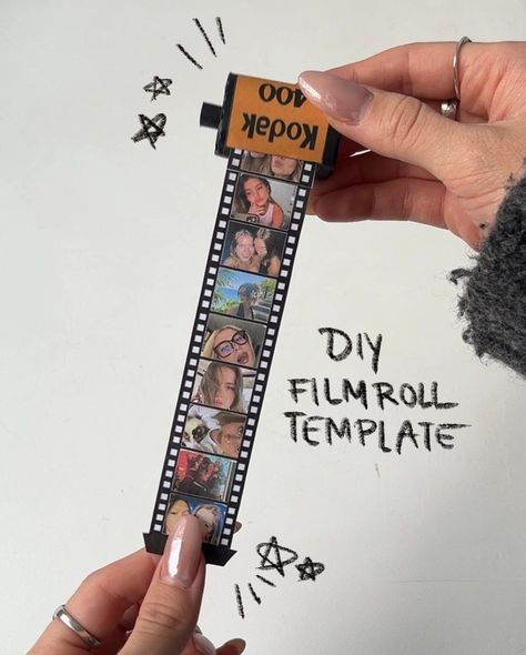 🔒DIY Filmroll Template - Learn how to make this stylish filmroll template for your photos! #diy #photobooth #template Time 4 Gifts, Canon Camera Paper Gift, Cool Little Gifts, Collage Photo Gifts, Keepsake Gifts To Make, Customizable Photo Gifts, Cute Small Gifts To Make For Boyfriend, Creative Birthday Gifts For Best Friend To Make, Creative Anniversary Gifts For Boyfriend