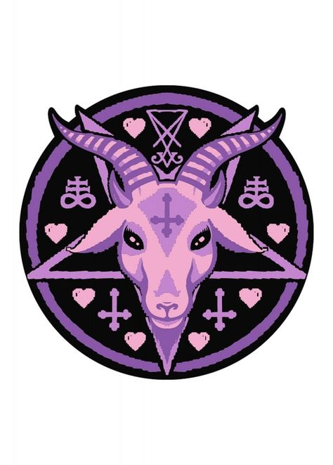 You won't lose your spot at the beach with the Pastel Goat Shaped Beach Towel from Too Fast. The black round towel features a perfect pastel purple and pink Baphomet design.    Black and pink   Round towel   Purple Baphomet design   Soft Microfiber   100% Polyester Demonic Goat, Inverted Pentagram, Punk Patches, Occult Symbols, Cocoppa Wallpaper, Goth Decor, Round Beach Towels, Creepy Cute, Pastel Goth