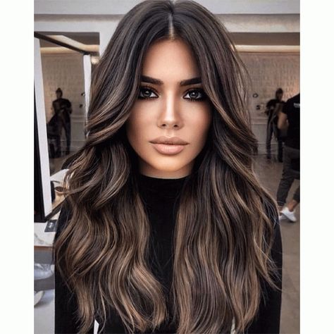 Dark Hair Color, Baylage Hair, Rambut Brunette, Dark Hair With Highlights, Brunette Balayage Hair, Long Hair Color, Brown Hair Balayage, Hair Color Balayage, Hair Inspiration Color