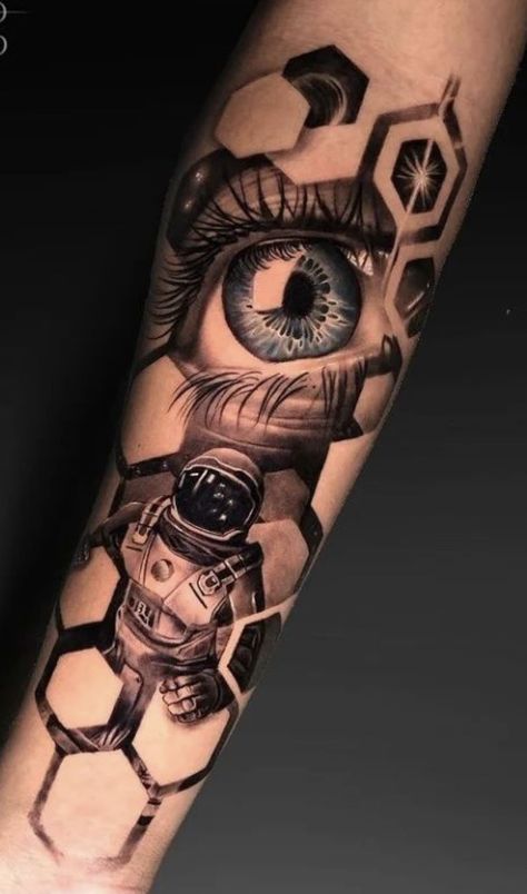 Black And Colour Tattoo, Forarm Tattoos For Men Unique, ခြေသလုံး Tattoo, Tattoo Ideas Unique Rare, Space Tattoo Sleeve, Egyptian Tattoo Sleeve, Astronaut Tattoo, Hyper Realistic Tattoo, Tattoo Ideas Unique