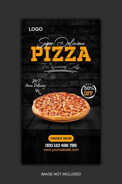 Pizza Poster Design, Pizza Instagram, Pizza Poster, Facebook Story, Pizza Menu, Food Poster Design, Delicious Pizza, Food Poster, Story Template