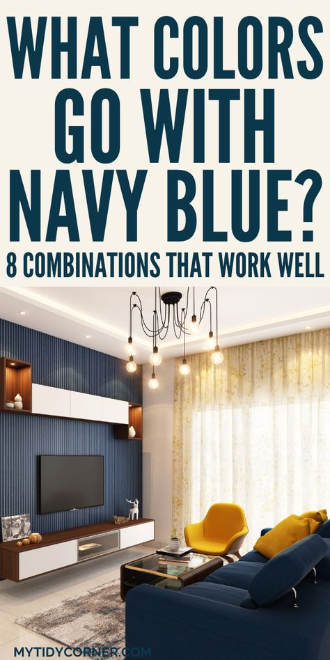 Best Colors that Work With Navy Blue Pairing Colors, Blue Living Room Color Scheme, Navy Sofa Living Room, Blue And Cream Living Room, Kitchen Couch, Navy Blue Couches, Blue Living Room Color, Navy Blue Rooms, Navy Blue Furniture