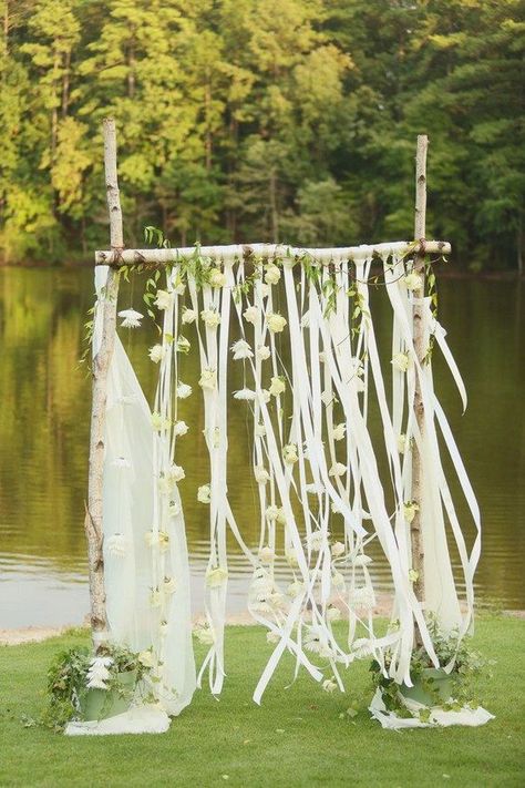 Whimsical Birch Wedding Arch / http://www.himisspuff.com/ribbon-wedding-ideas/3/ Outdoor Wedding Altars, Birch Wedding Arch, Birch Wedding, Diy Wedding Arch, Wedding Arbors, Rustic Wedding Decorations, Deco Champetre, Beautiful Outdoor Wedding, Country Wedding Decorations