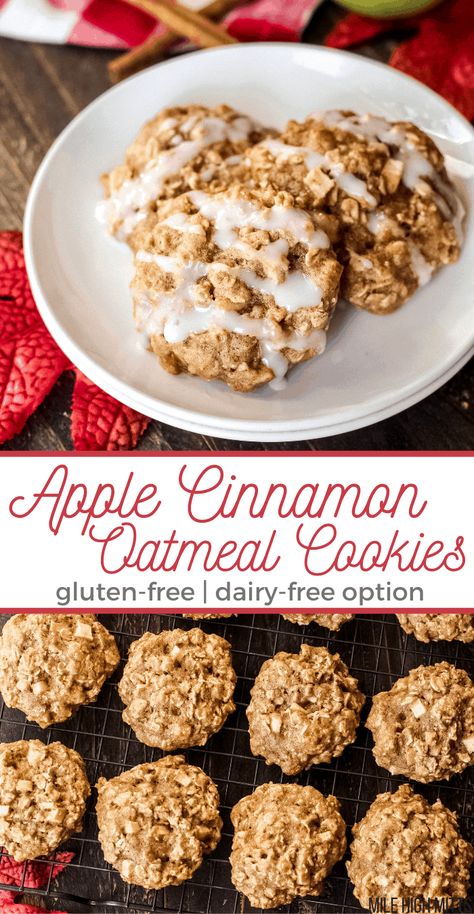 Apple Cinnamon Oatmeal Cookies, Apple Recipes Easy Healthy, Oatmeal Applesauce Cookies, Cinnamon Oatmeal Cookies, Applesauce Cookies, Gluten Free Oatmeal Cookies, Apple Oatmeal Cookies, Fall Cookie Recipes, Healthy Oatmeal Cookies